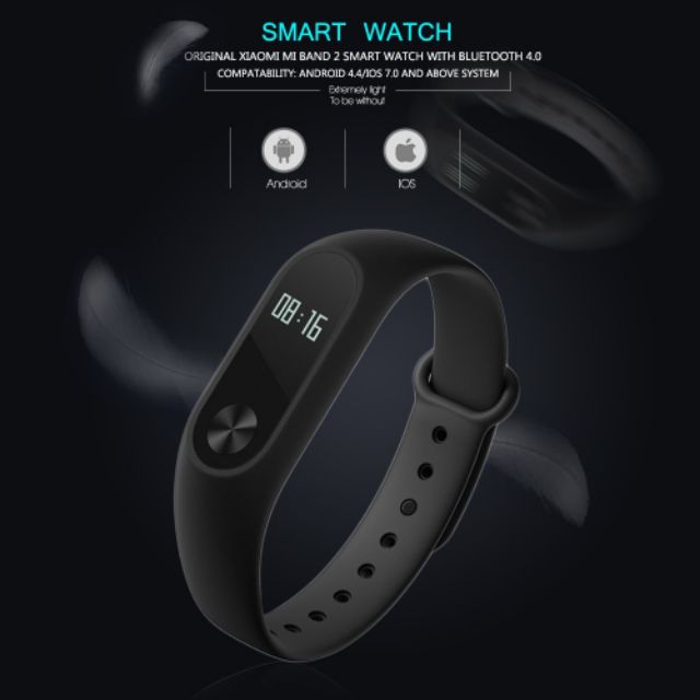 Vòng Đeo Tay Xiaomi Miband 2 Màu Đen - Hàng Chính Hãng DGW