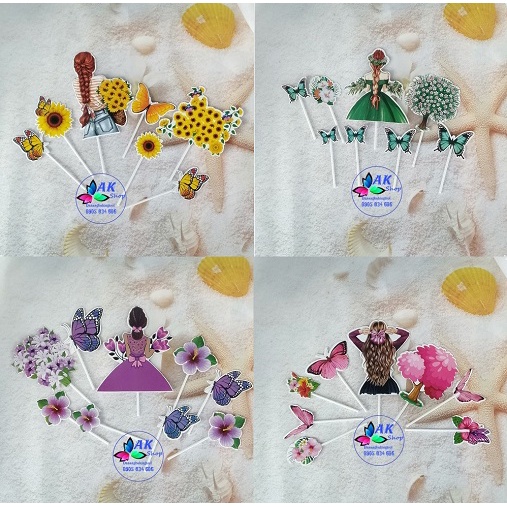 SET 7/8 TOPPER GIẤY TRANG TRÍ BÁNH (NỮ)