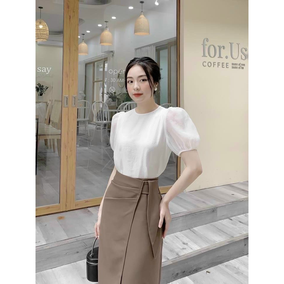 Chân Váy Vạt Bên midi hai màu nâu đen NA/T2/PA/K8 | BigBuy360 - bigbuy360.vn