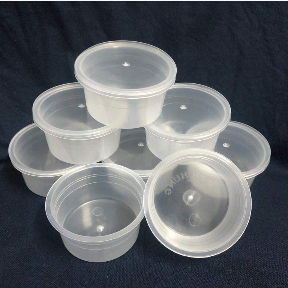 Lốc 50 khuôn nhựa đổ bánh flan - Hủ hộp làm flan sữa chua, rau câu, caramen (hộp flan có nắp)