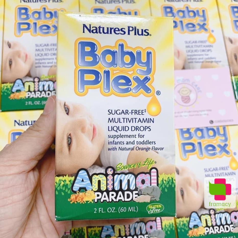 Vitamin tổng hợp Natures Plus Baby Plex Animal Parade, USA (60ml) bổ sung vitamin cho bé từ 0 đến 4 tuổi