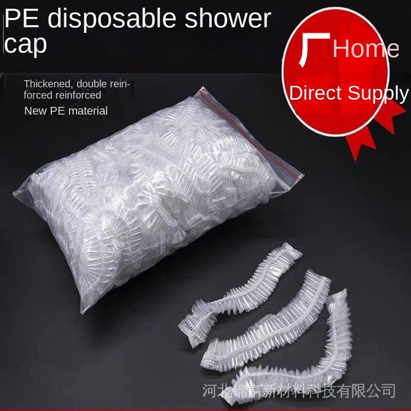 Set 100 Dải Mũ Tắm Bằng Nhựa Pe Dày Dặn Chống Nước Dùng Một Lần Cho Khách Sạn