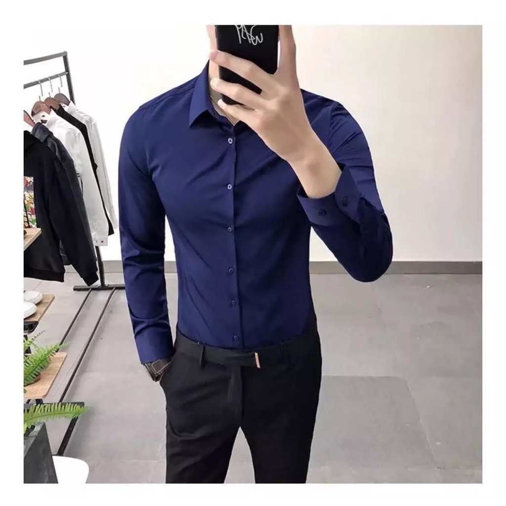 Áo sơ mi nam tay dài form body màu rêu nam tính phù hợp mọi lứa tuổi