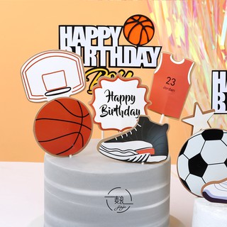 Set que cắm HPBD giày + bóng rổ_Phụ kiện trang trí bánh