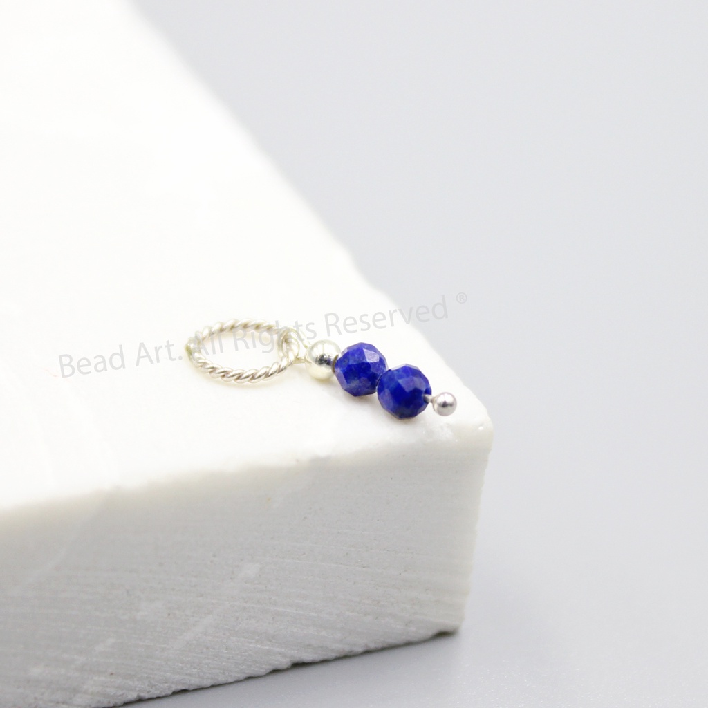 Mặt Dây Chuyền Lapis Lazuli Màu Xanh Dương Và Bạc 925 Size Mini  15x3mm, Trang Sức Phong Thuỷ S50