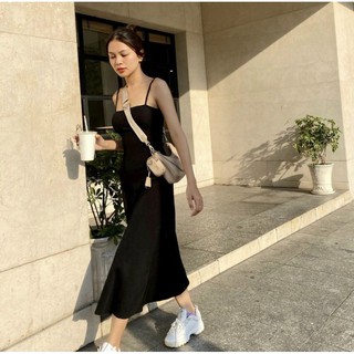 THIẾT KẾ ĐẦM MAXI ĐEN 2S XÒE❤HÌNH THẬT TRẢI SÀN❤CAM KẾT Y HÌNH XINH
