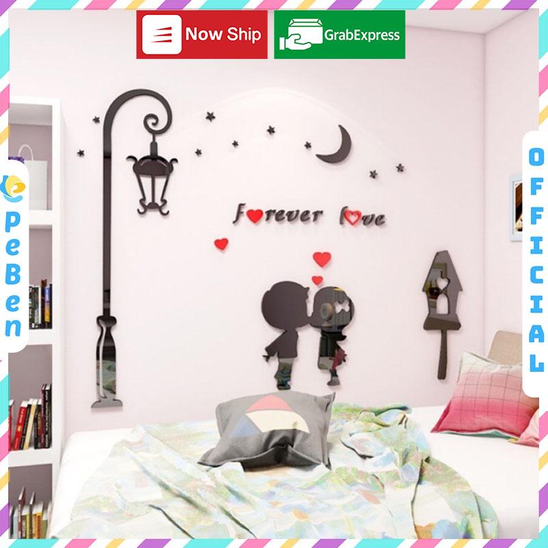 Tranh dán tường mica 3d decor khổ lớn - đôi tình nhân, tranh trang trí phòng khách, phòng ngủ Nhiều Size - EPeBen