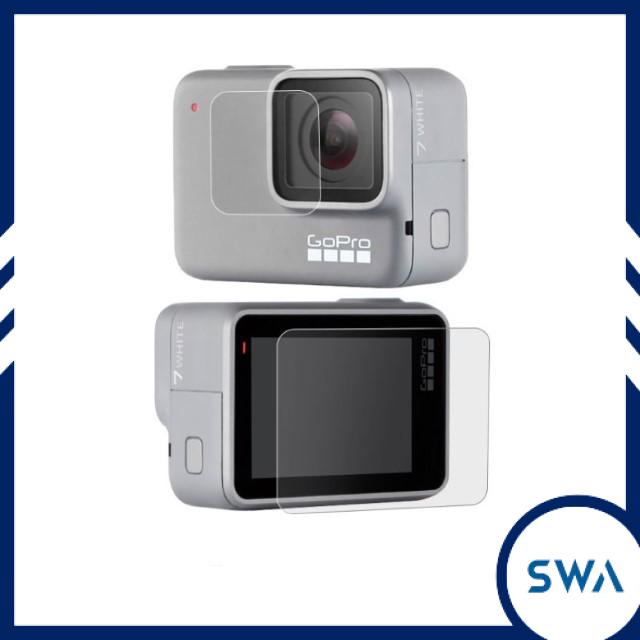 Combo cường lực màn hình và ống kính Gopro Hero 6, 7 black, 7 silver, 8 (bộ 2 miếng - tặng kèm bộ kit vệ sinh)