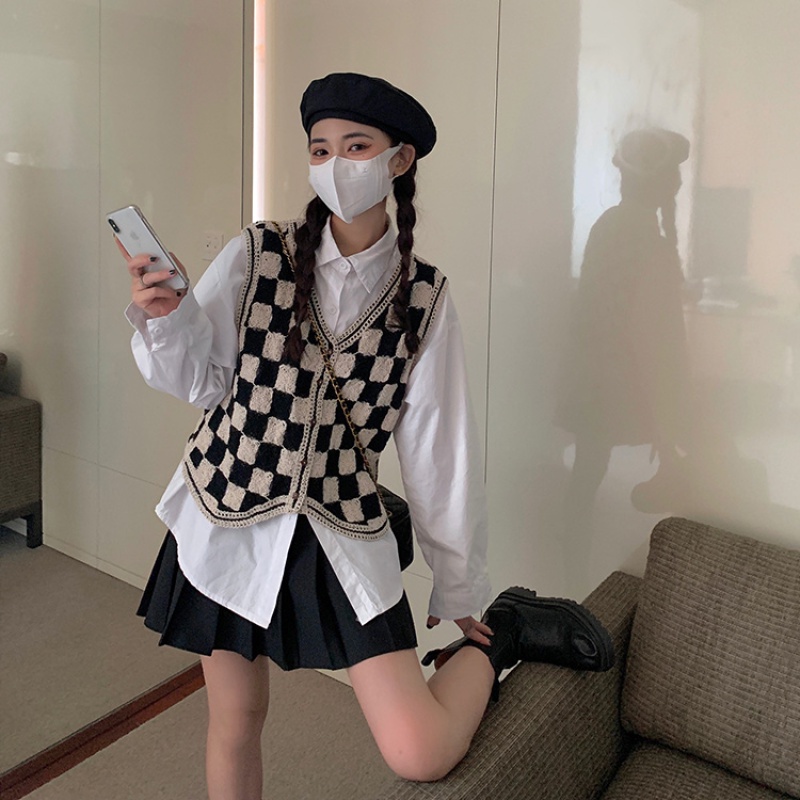 Áo hai dây họa tiết sọc caro trắng đen thời trang | BigBuy360 - bigbuy360.vn