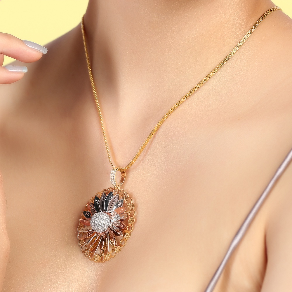 Mặt dây chuyền bạc nữ AVA đính đá xi vàng AVJ.P000041.00