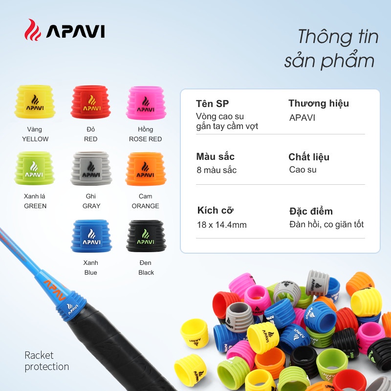 Vòng cao su Apavi dung quấn cố định giữ quấn cán, chắc chắn, tiện lợi, tô điểm thêm cho cây vợt của bạn