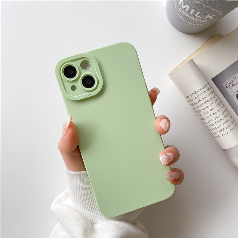 Ốp điện thoại silicon dẻo màu trơn bảo vệ camera cho iPhone 13 12 11 Pro Max X XS XR 8 7 Plus 13Pro 12Pro 11Pro