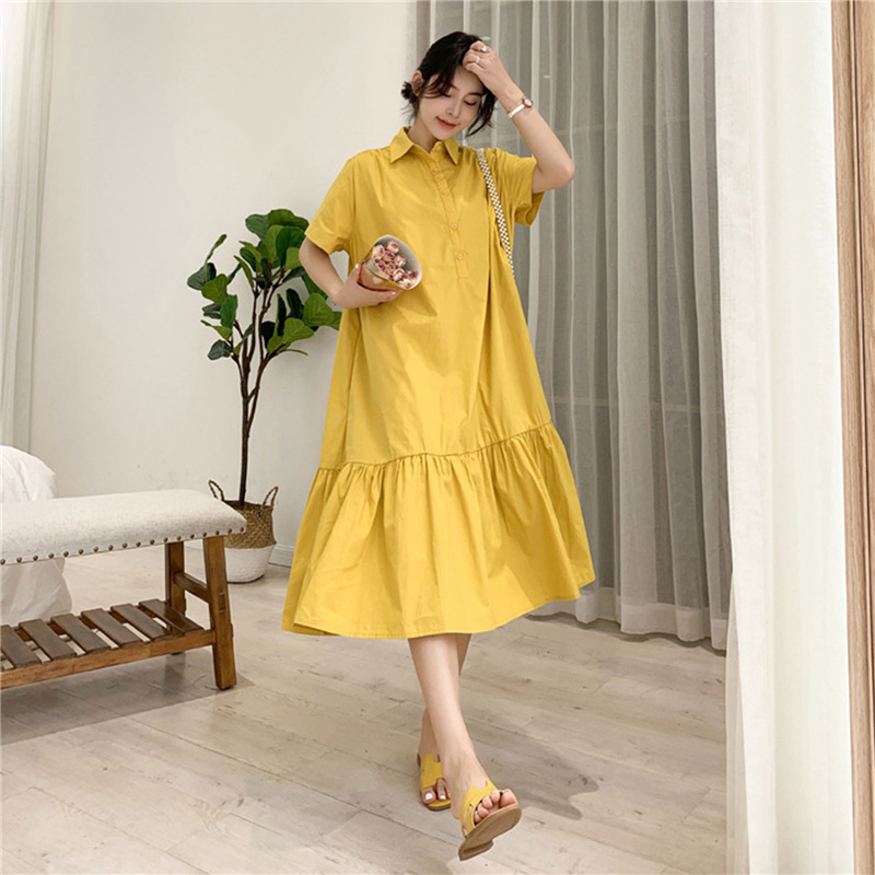 Women's summer new fashion large loose casual shirt skirt Short Sleeve Dress