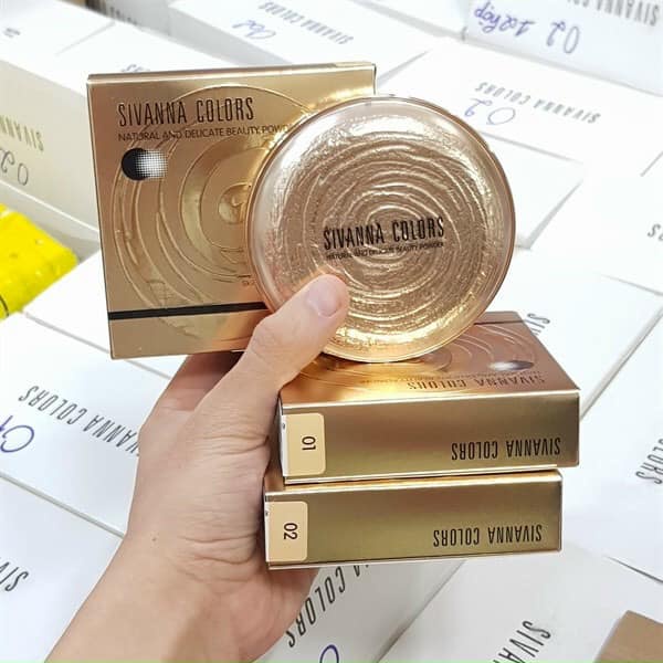 Phấn Phủ Dạng Nén Kiềm Dầu Sivanna Color HF689 HF 689 Hộp Vàng Tròn