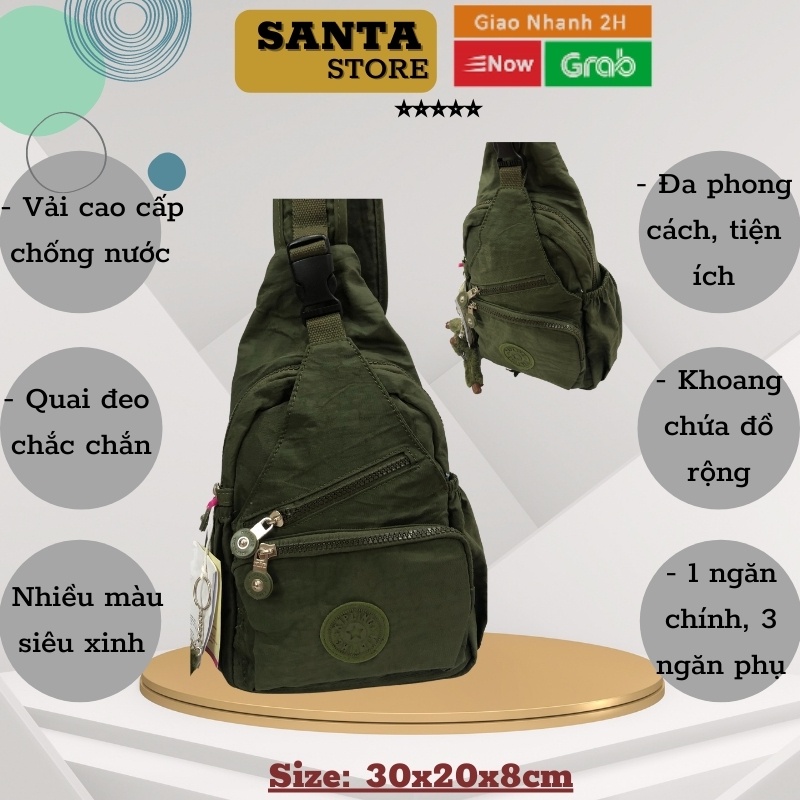 Túi balo vải đeo chéo nam nữ Kipling KL1813 cặp bao tử nhỏ mini thời trang đẹp xinh đi học đi chơi cao cấp SANTA STORE