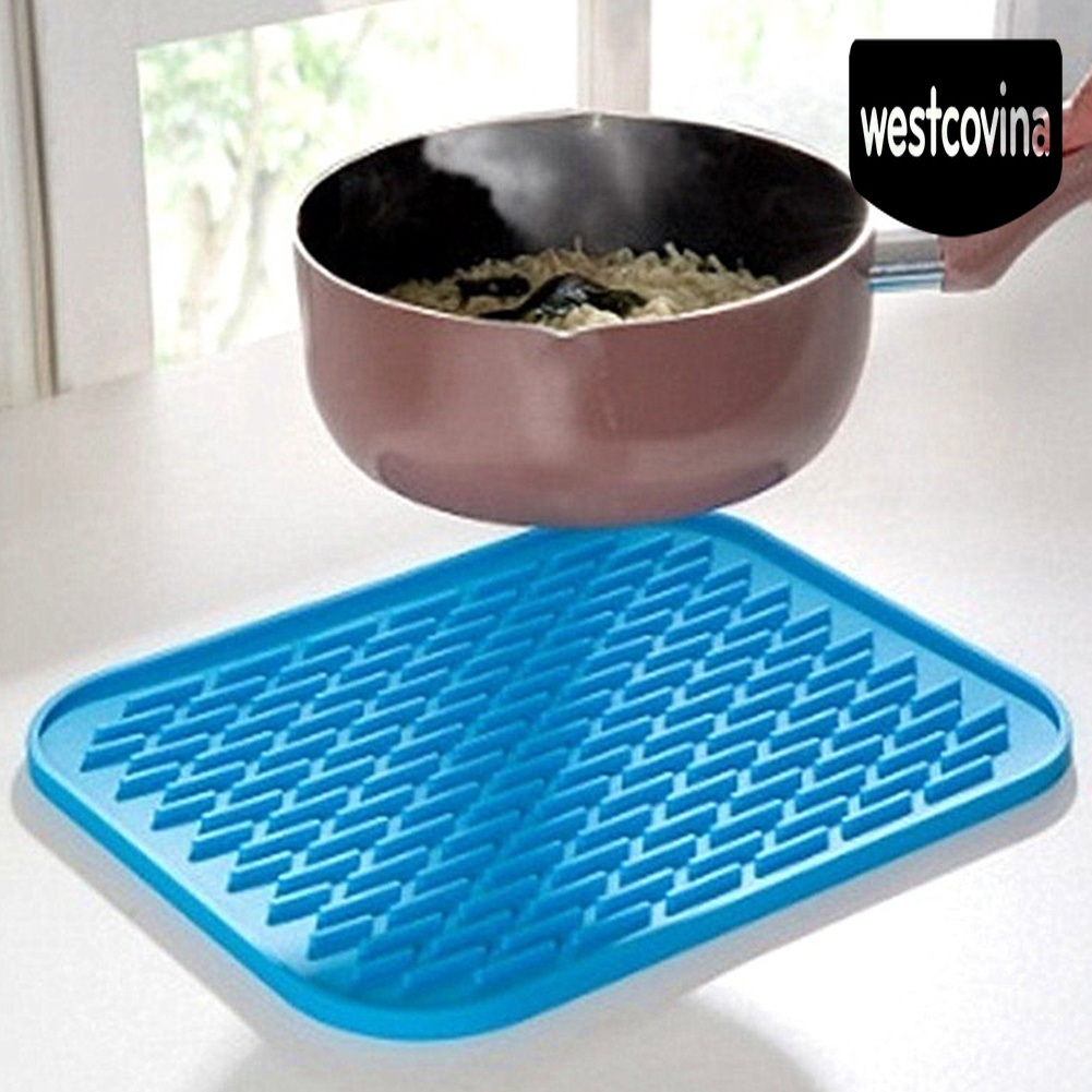 [Hot]☀ Tấm Lót Nồi Bằng Silicon Cách Nhiệt Chống Trượt Hình Vuông Màu Sắc Tươi Sáng