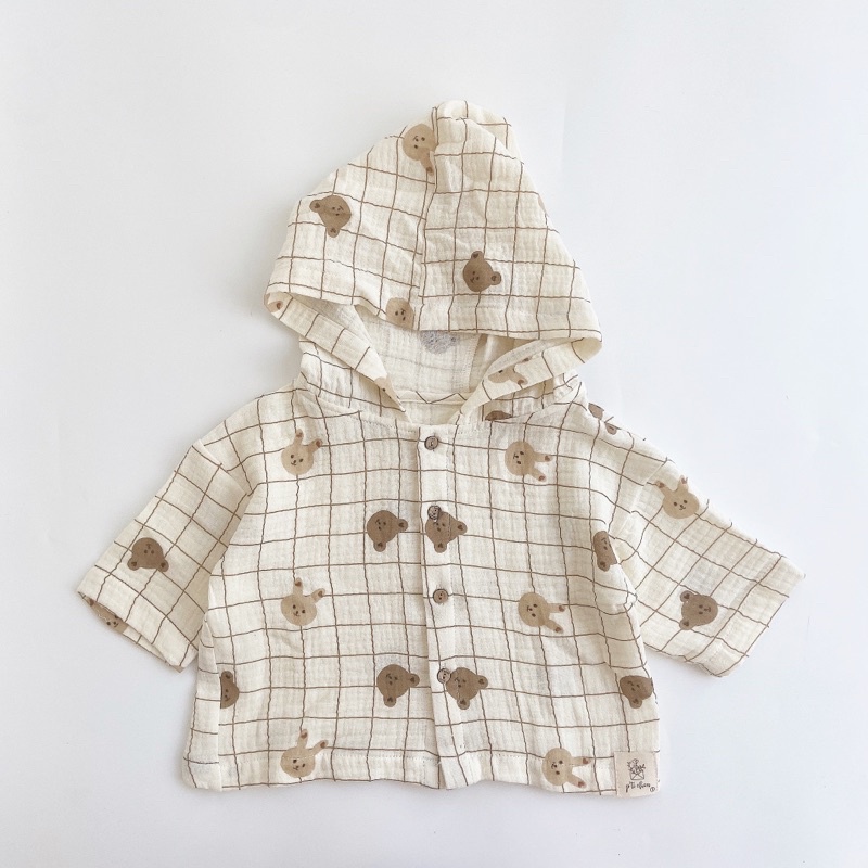 Áo khoác muslin Gấu Thỏ cho bé P'ti chou ( Rabbit cardigan )
