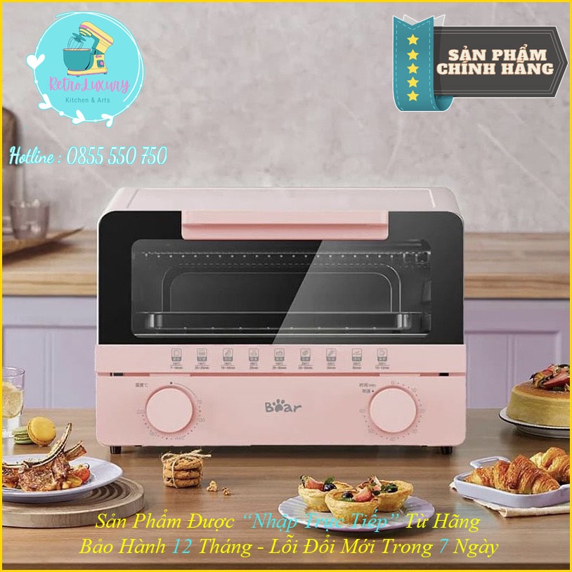 Lò nướng mini BEAR DKX-F10K5 màu hồng đa năng cao cấp ( kèm khay và vỉ nướng)