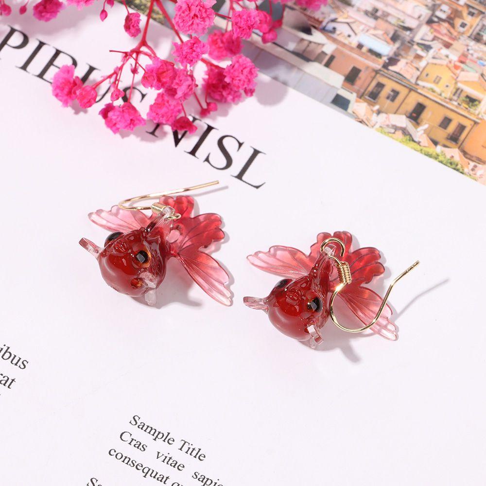 1 Cặp Cá Koi HS - 1 Cặp|Khuyên Tai Dáng Dài Trong Suốt Bằng Nhựa Resin Thời Trang Dự Tiệc Cho Bạn Gái