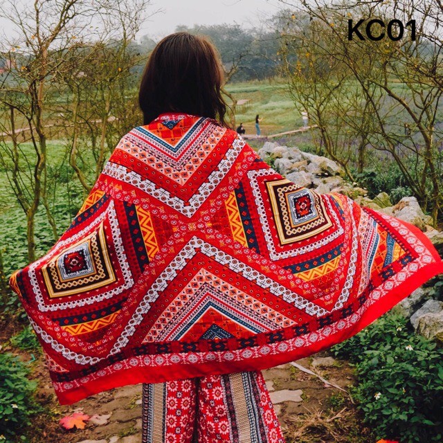 Khăn Choàng BoHo Họa Tiết Thổ Cẩm, Khăn Choàng Đi Biển Phong Cách Vintage