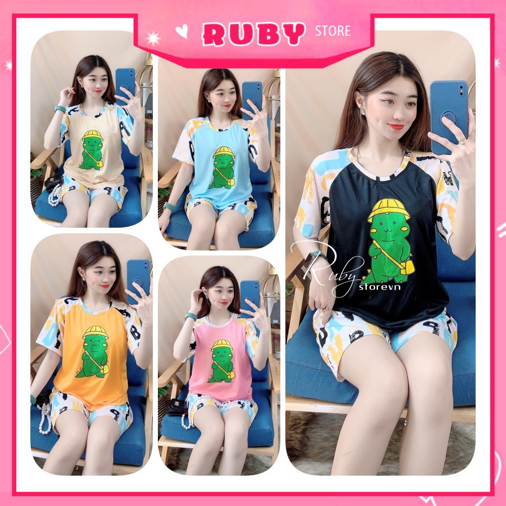 Đồ bộ thun quần đùi cho nữ mặc nhà chất vải mềm mát in hoạt hình dễ thương BTT99