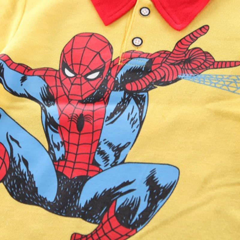 Bộ Áo Thun Polo + Quần Short Cotton In Hình Người Nhện Marvel Thời Trang Mùa Hè Cho Bé Trai 0-6 Tuổi