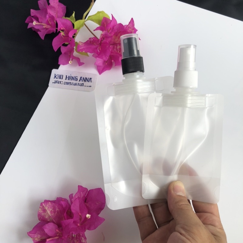 Túi chai lọ xịt giọt/ xịt sương - Túi nhựa trong chiết Mỹ phẩm 100ml/ 50ml/ 30ml vòi nhấn pumb