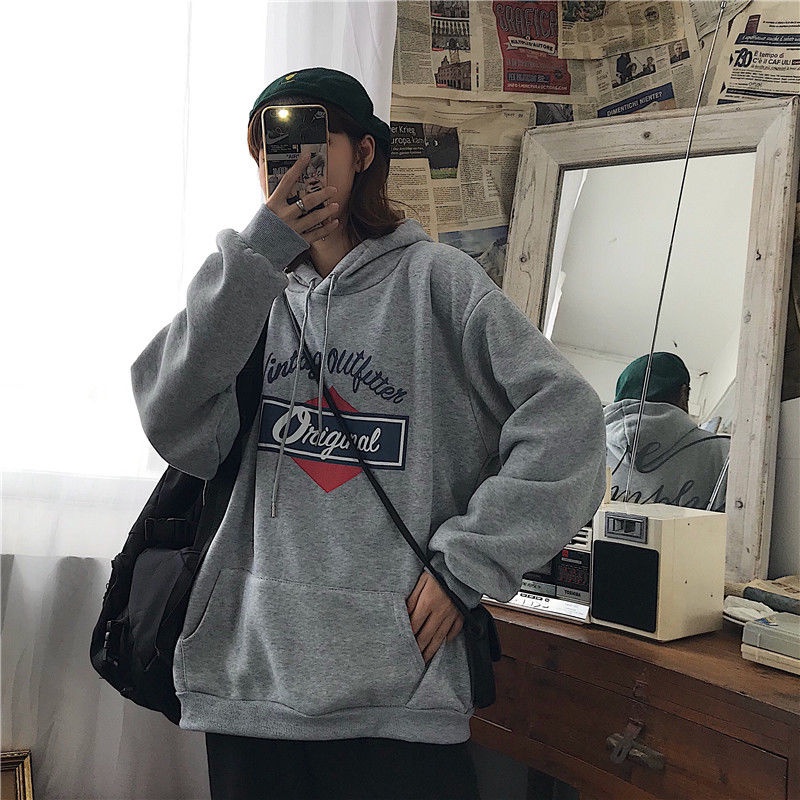 【ZHELIHANGFEI】Áo Thun Tay Dài Form Rộng Họa Tiết In Theo Phong Cách Preppy