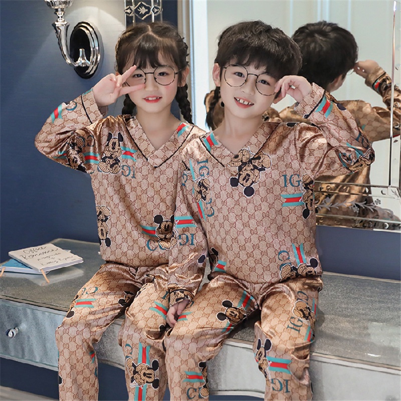 Bộ Đồ Ngủ Pijama Tay Dài Nhẹ In Họa Tiết Hoạt Hình Cho Trẻ Em