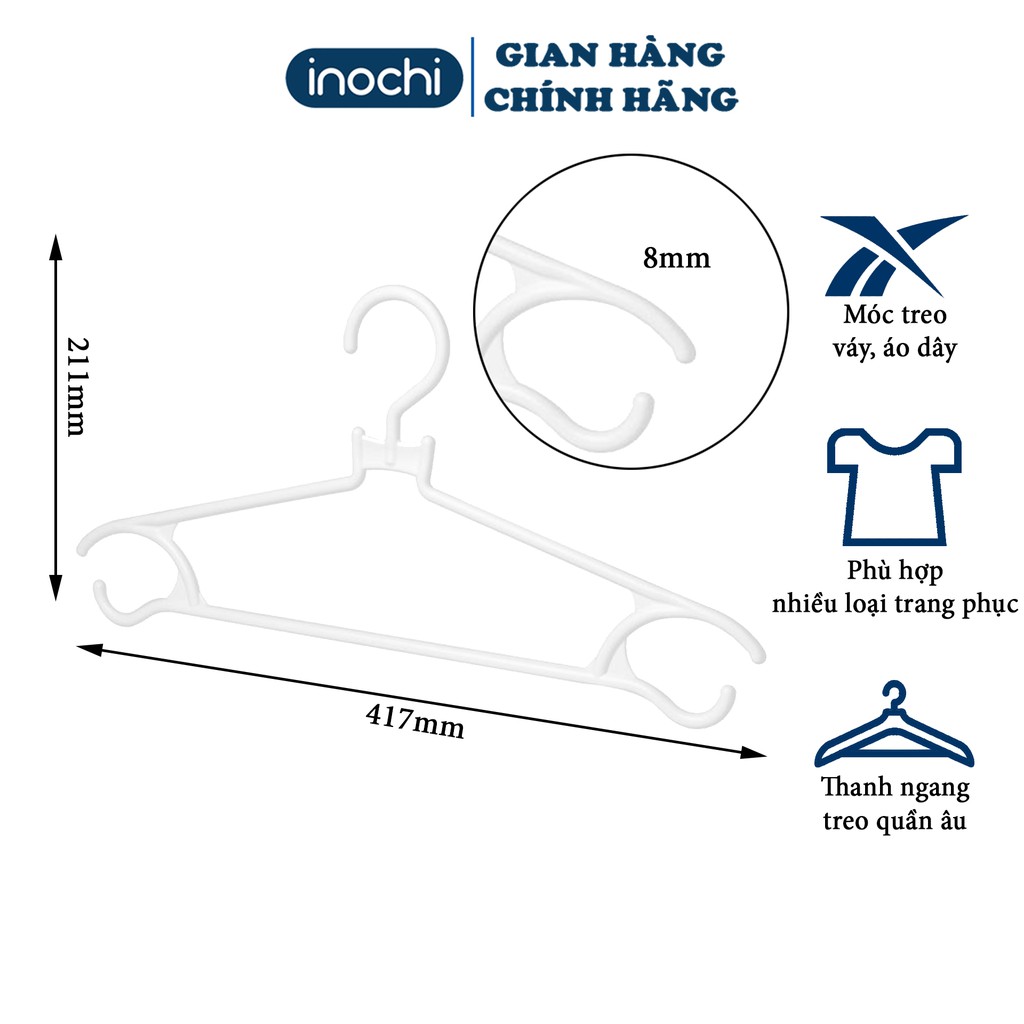 [SET 10] Móc quần áo, kiểu Hara 183 INOCHI giúp quần áo gọn gàng ngăn lắp với thiết kế chắc chắn MA183