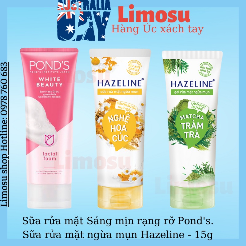 Sữa Rửa Mặt Làm Sáng Da Pond's Sữa rửa mặt ngừa mụn Hazeline 15g