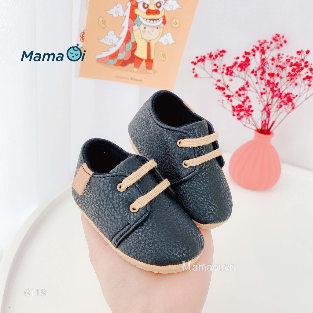 G119 Giày tập đi cho bé giày bata da đen mềm mại êm chân đế chống trượt của  Mama Ơi - Thời trang cho bé