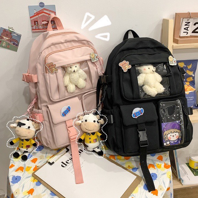 Balo ulzzang nam nữ đi học chống thấm túi trong suốt ( kèm sticker) BAG U CTO238