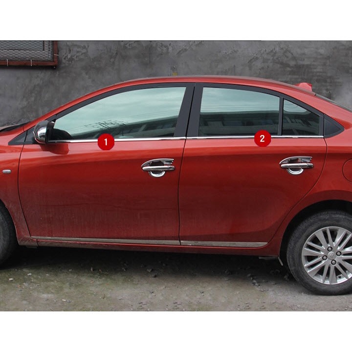 Nẹp inox chân kính Toyota Vios 2019-2021