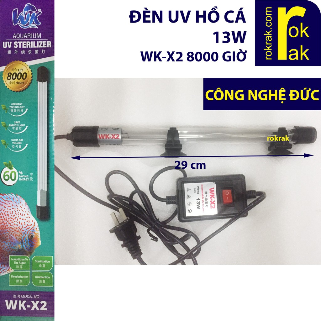 GIÁ SỈ-Đèn UV hồ cá 8000 giờ WKX2 13W lọc nước diệt tảo khuẩn