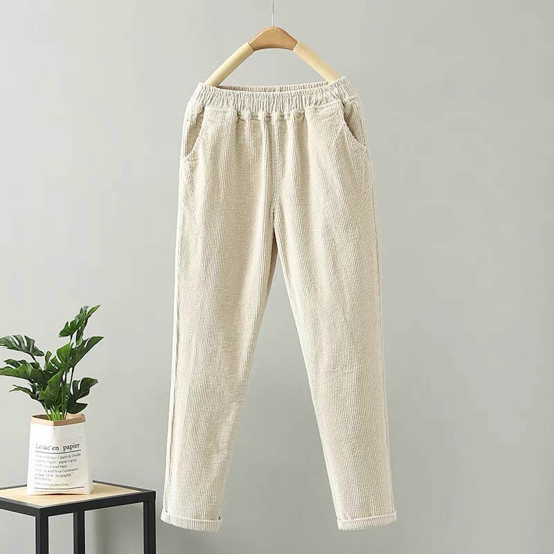 QUẦN NHUNG TĂM NỮ CẠP THUN KIỂU DÁNG BAGGY HÀN QUỐC