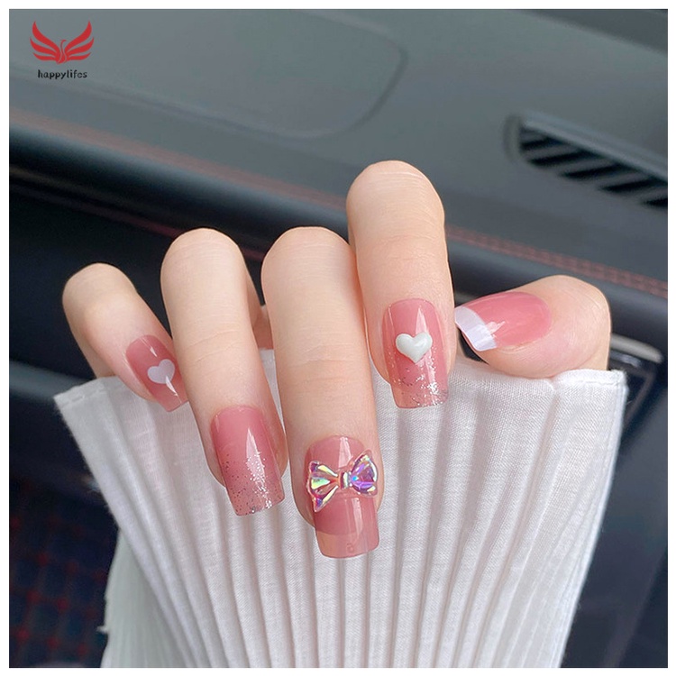 Set 24 móng tay giả dài thời trang cá tính và keo dán trang trí móng nghệ thuật cho nữ