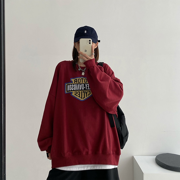 Áo sweater dáng rộng phong cách Harajuku thời trang thu đông mới cho nữ 2021