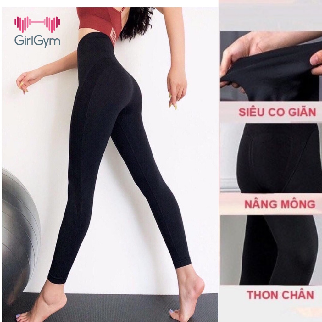 Quần tập legging, gym, yoga dài cạp cao siêu nâng mông ôm dáng vải co dãn 4 chiều thoáng mát GirlGym