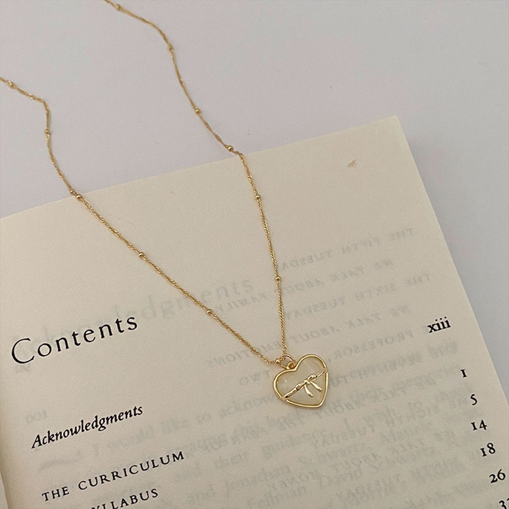 Dây Chuyền Mặt Hình Nơ Đính Đá Opal Phong Cách Pháp Thời Trang