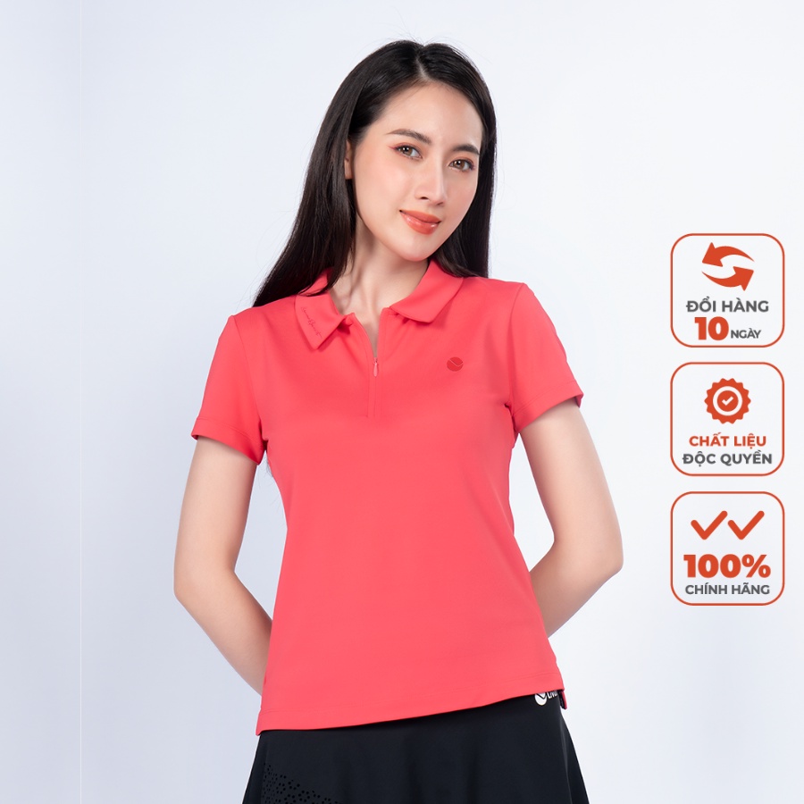 Áo Polo Nữ Livan Sport Cool Lux Màu Hồng Fiery Rose Thanh Lịch Chống Nhăn Nhàu Kháng Khuẩn Cao Cấp