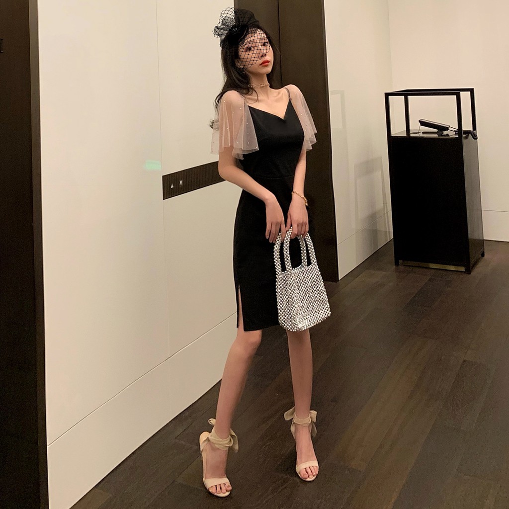 Đầm dáng ôm tay ngắn mini Emilyshop