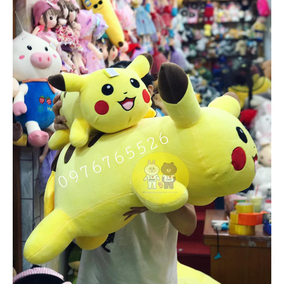 Gấu bông gối ôm pikachu dáng dài kích thước 55cm-70cm-1m-1m2 NEOCI