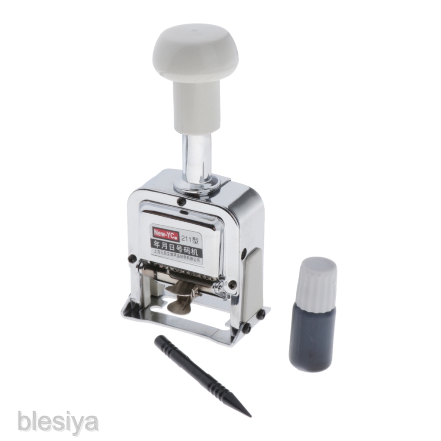 [BLESIYA] Silver Metal 11 Digits Automatic Numbering Machine, Stamp Machine with Ink