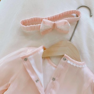 (ẢNH THẬT) body hồng tơ dài kèm băng đô