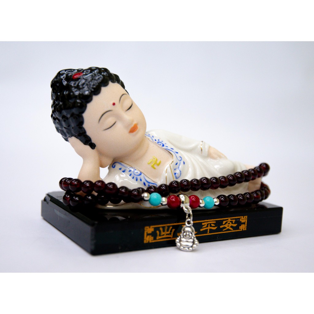 Tượng phật nằm trang trí xe ôtô, xe hơi đẹp (tặng kèm tràng vòng và đế )