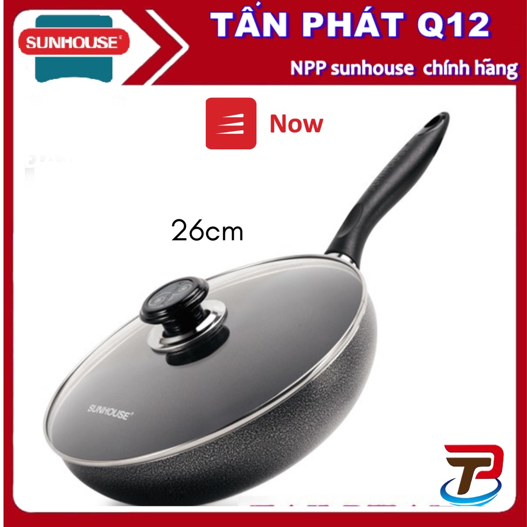 CHẢO SÂU LÒNG CHỐNG DÍNH NẮP KIẾNG SUNHOUSE 26CM SHS26K