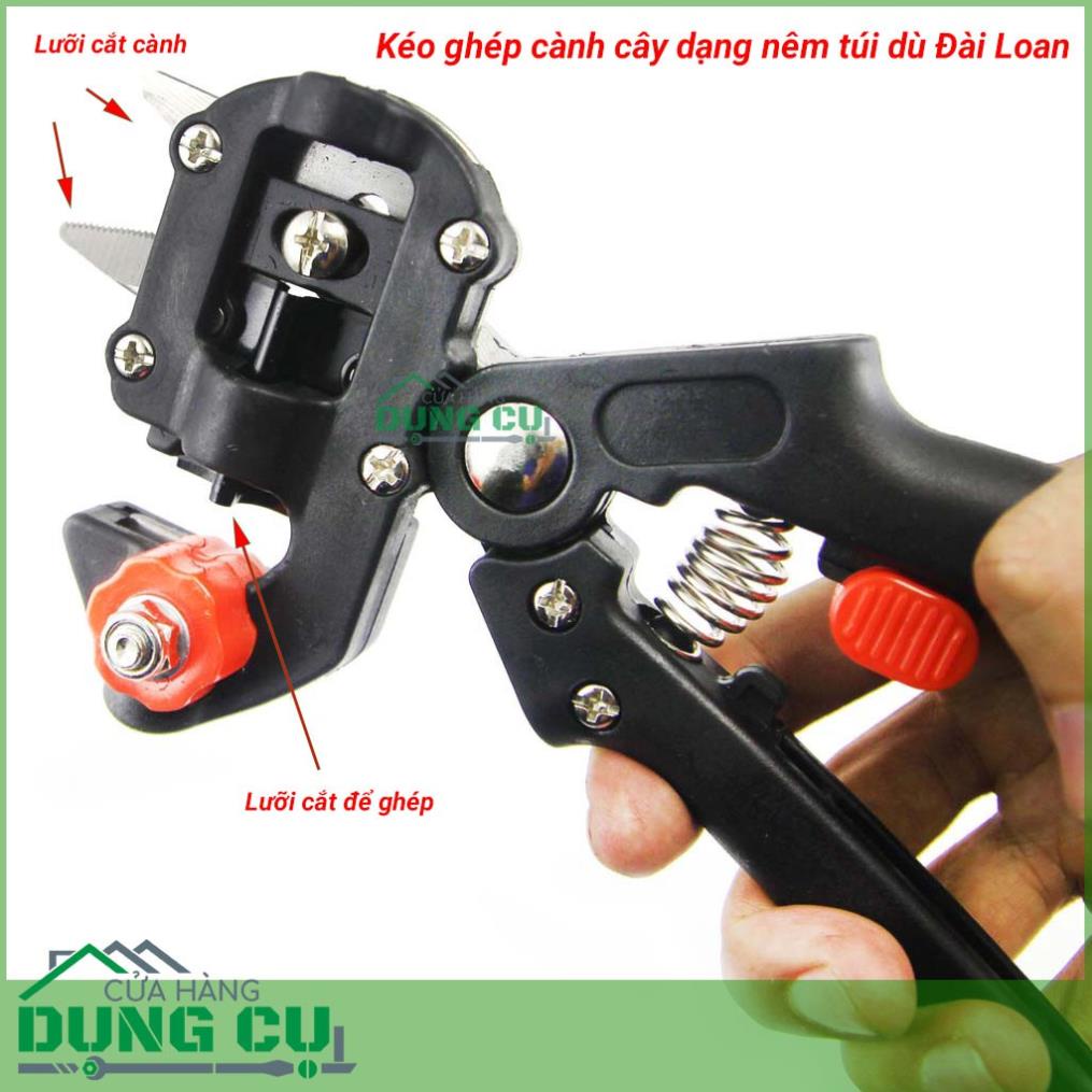 Kéo ghép cành đa năng chuyên dụng tặng 2 lưỡi cắt và trụ đỡ thay thế (màu đen) - Công Nghệ Số BV