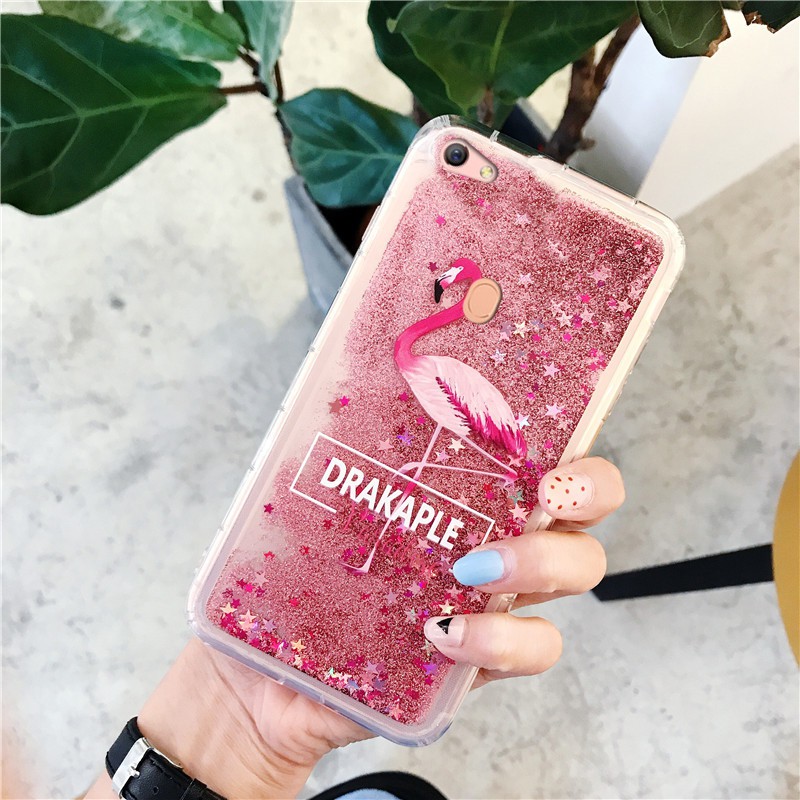 Ốp lưng Kim tuyến Nhũ chảy Hạc Đỏ - Iphone Oppo Samsung Huawei