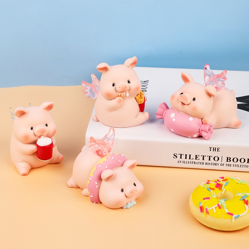 Full set heo thiên thần chất liệu PVC nhiều kiểu dáng trang trí bàn học, bàn làm việc, quà tặng kỉ niệm-Ráp